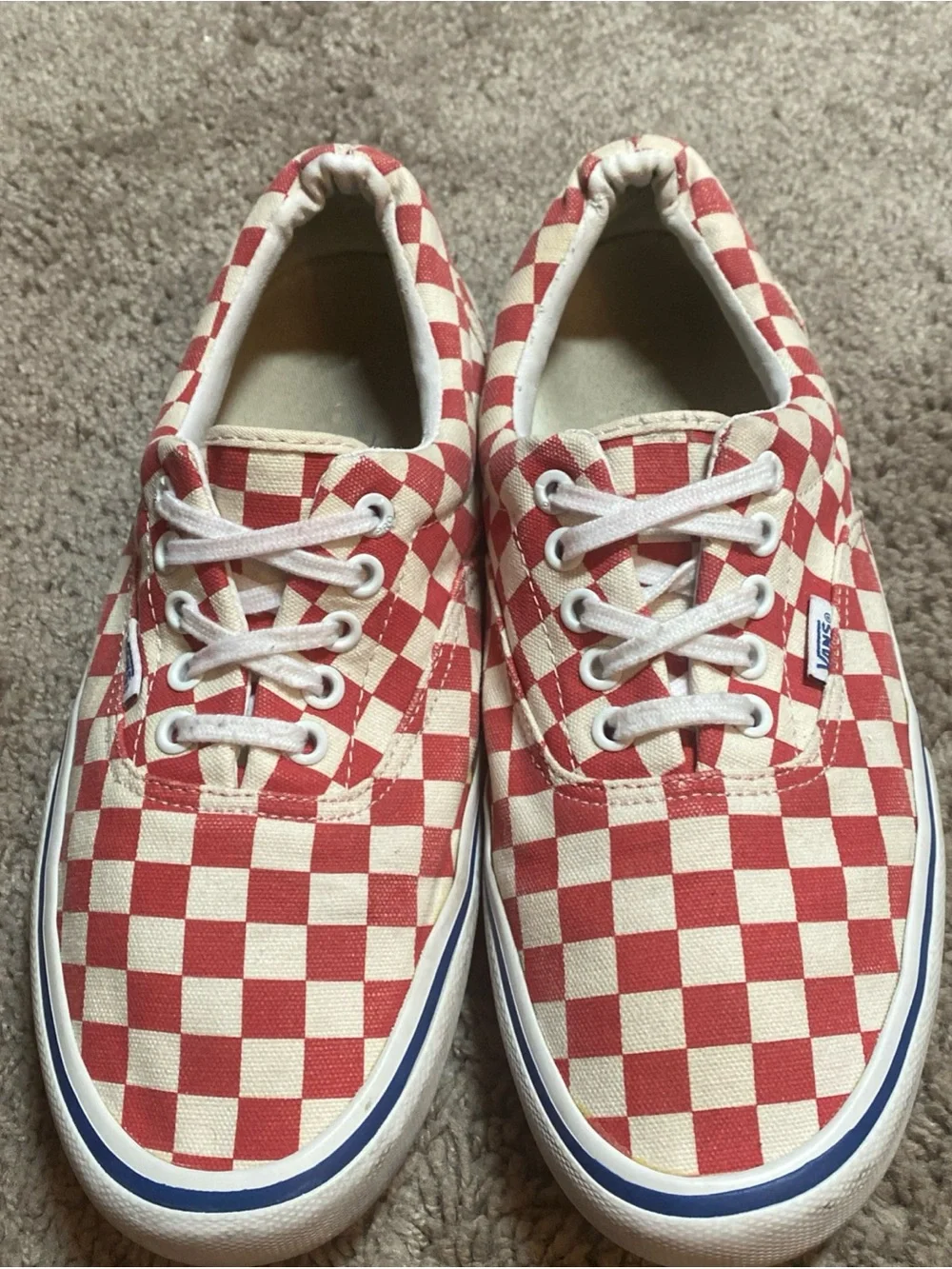 Vans Era Pro Low Checkerboard Rococco Sneakers - Red & White
